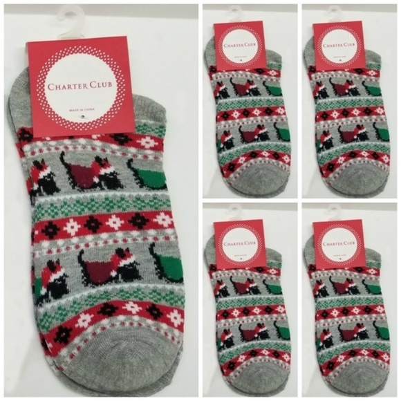 Charter Club Accessories - (5) Pair Charter Club Low-Cut Holiday Socks NEW 61